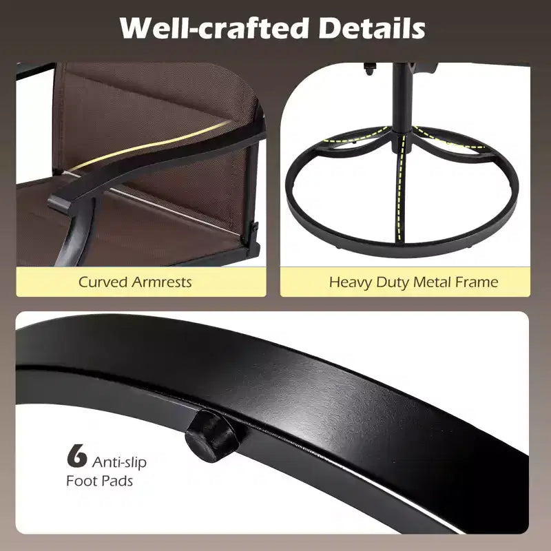 Costway 5PCS Outdoor Dining Set, 4 Swivel Chairs & Square Patio Table with Umbrella Hole Black + Brown/Black