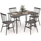 Costway 5PCS Dining Table Set for 4 Rectangular Kitchen Table & 4 Chairs w/ Metal Frame Grey Oak