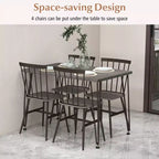 Costway 5PCS Dining Table Set for 4 Rectangular Kitchen Table & 4 Chairs w/ Metal Frame Grey Oak