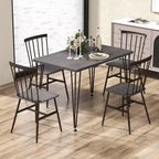 Costway 5PCS Dining Table Set for 4 Rectangular Kitchen Table & 4 Chairs w/ Metal Frame Grey Oak