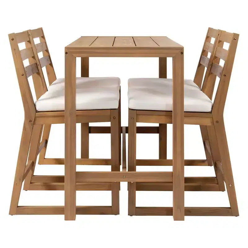 Whisen 5-Piece Rustic Patio Bar Set, Patio Table and Chairs Set with Ergonomic Chairs & Slatted Tabletop