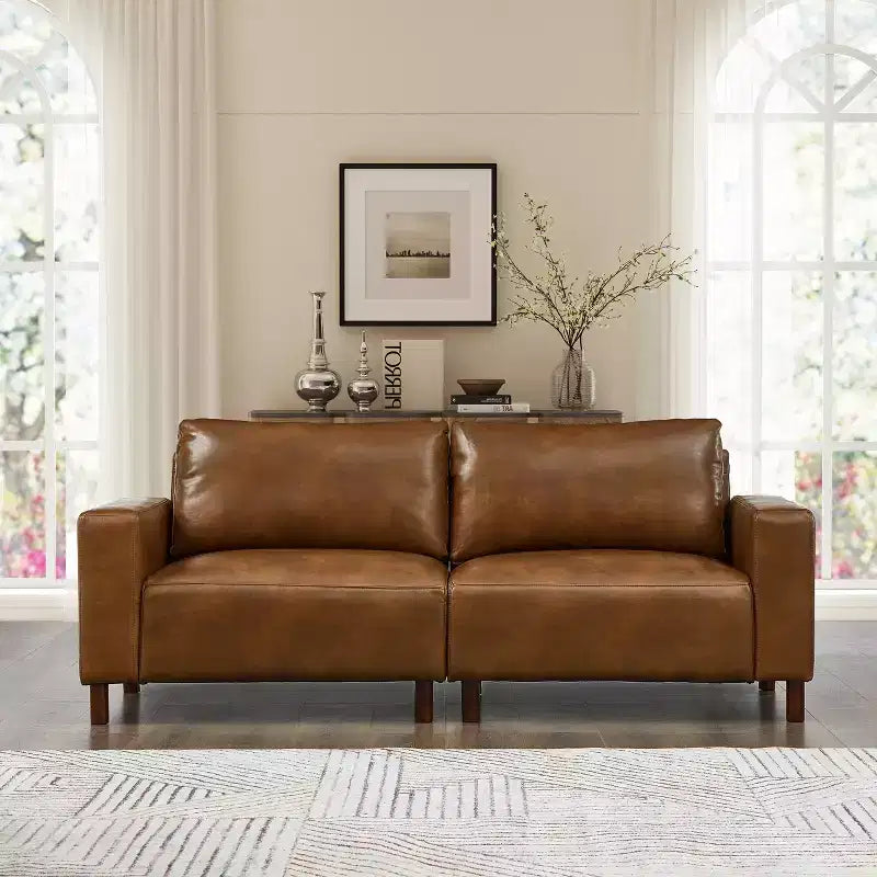 Poltroncina a due posti in similpelle modello Mid-Century Modern da 199 cm