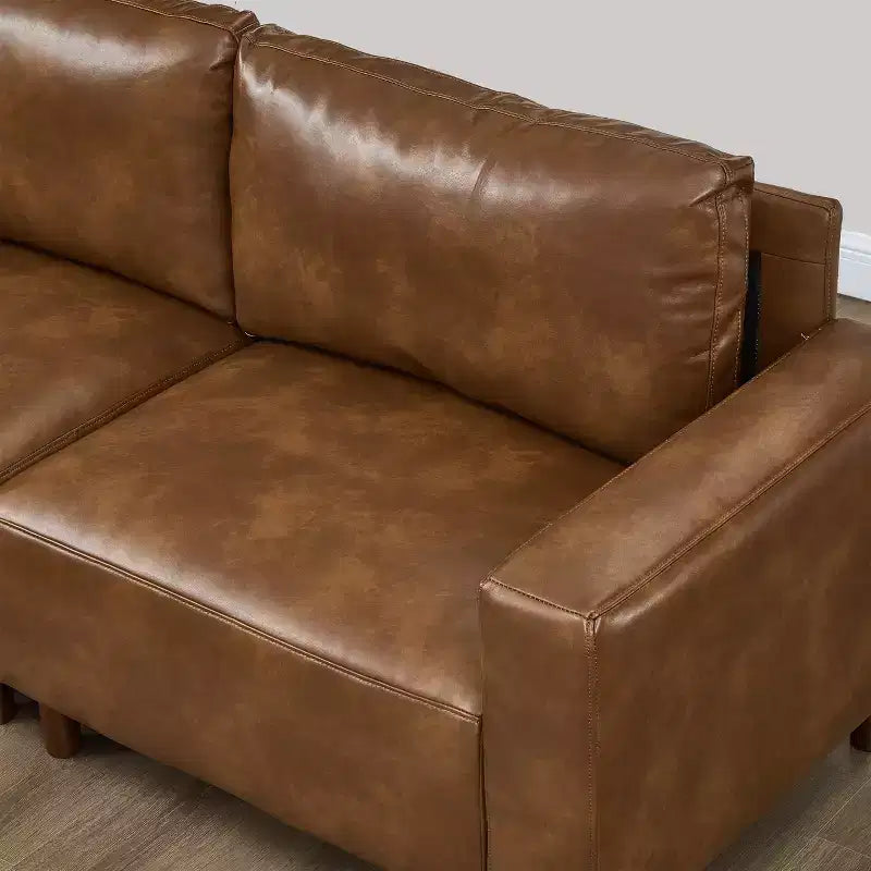 Poltroncina a due posti in similpelle modello Mid-Century Modern da 199 cm