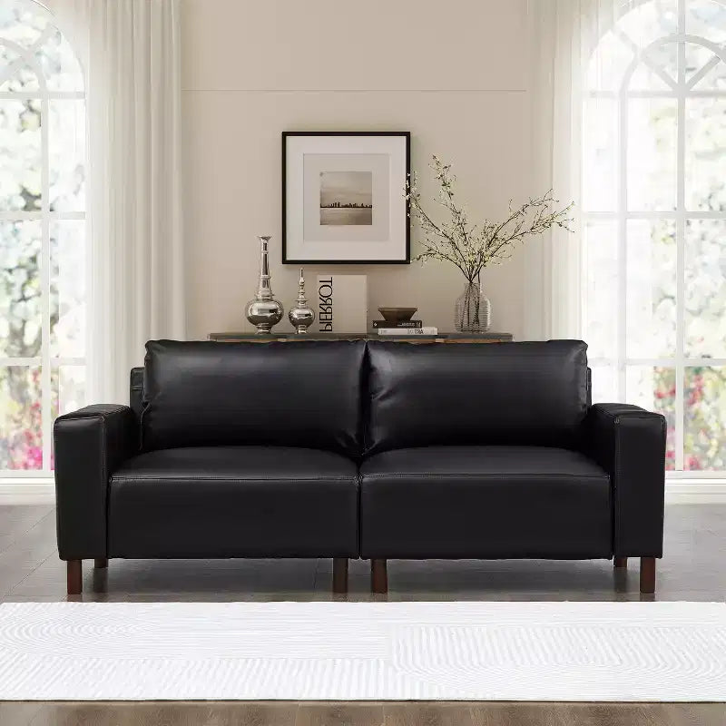 Poltroncina a due posti in similpelle modello Mid-Century Modern da 199 cm