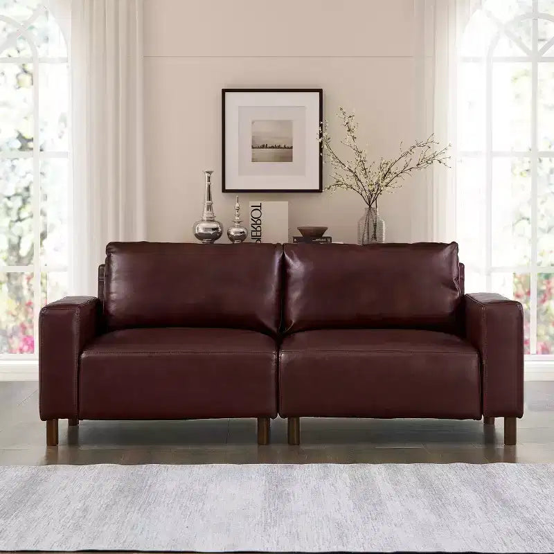 Poltroncina a due posti in similpelle modello Mid-Century Modern da 199 cm