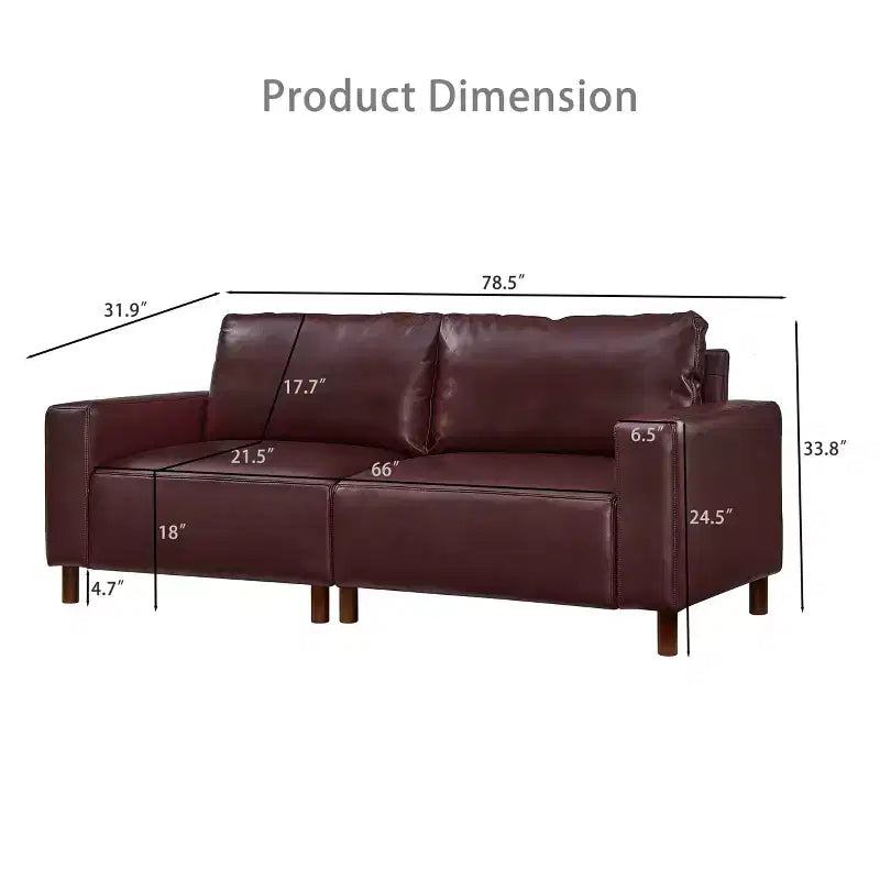 Poltroncina a due posti in similpelle modello Mid-Century Modern da 199 cm