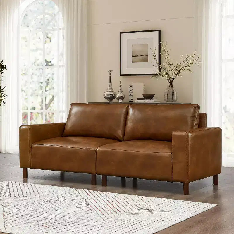 Poltroncina a due posti in similpelle modello Mid-Century Modern da 199 cm