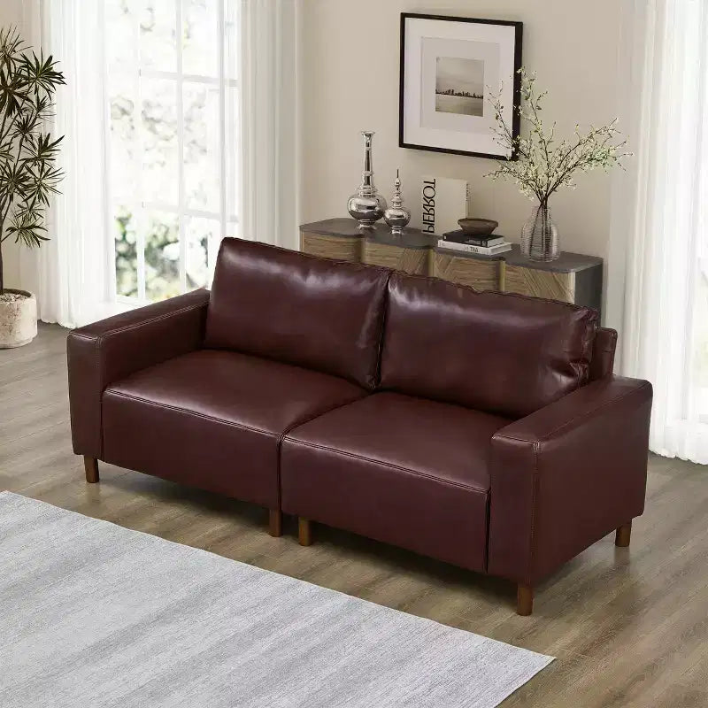 Poltroncina a due posti in similpelle modello Mid-Century Modern da 199 cm