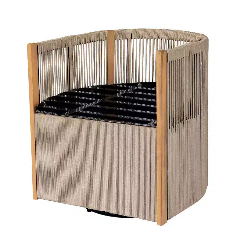 Christopher Knight Home Everett, ensemble de salle à manger d'extérieur moderne en bois d'acacia, 5 pièces, avec table ronde et 4 chaises pivotantes en corde
