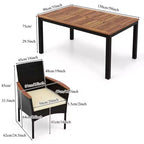 Gymax 7PCS Outdoor Patio Dining Set w/ Armrest Cushioned Chairs Acacia Wood Surface Umbrella Hole for Garden Backyard Poolside