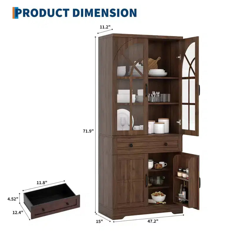 Mobile Dispensa da Fattoria, Armadio Cucina Autoportante, Scaffali Regolabili, Organizzatore Multifunzionale, per Cucina, Sala da Pranzo, Soggiorno