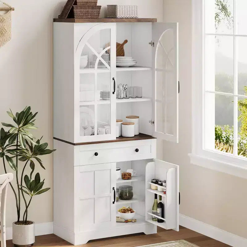 Mobile Dispensa da Fattoria, Armadio Cucina Autoportante, Scaffali Regolabili, Organizzatore Multifunzionale, per Cucina, Sala da Pranzo, Soggiorno