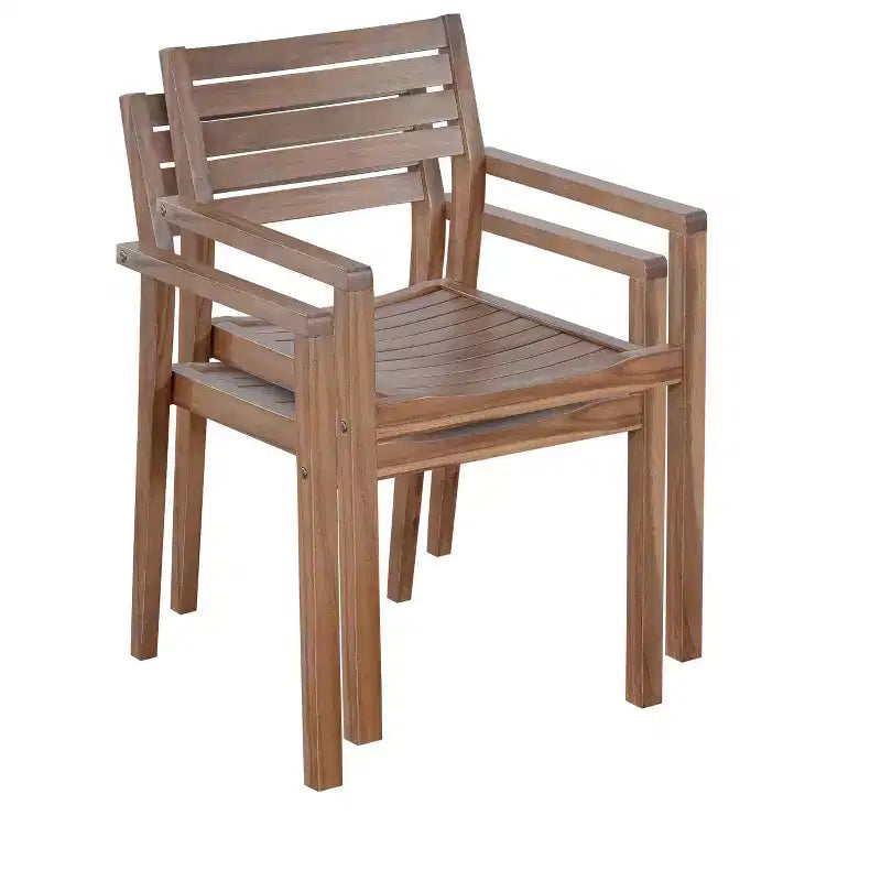 GDFStudio Lena 5 Piece Acacia Wood Outdoor Dining Set with 59 Rectangular Table and Umbrella Hole
