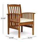 7-Piece Acacia Wood Outdoor Dining Set, Modern Rectangular Table with 6 Cushioned Chairs for Patio, Backyard, Deck, and Poolside-Panipeachy
