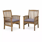 7-Piece Acacia Wood Outdoor Dining Set, Modern Rectangular Table with 6 Cushioned Chairs for Patio, Backyard, Deck, and Poolside-Panipeachy