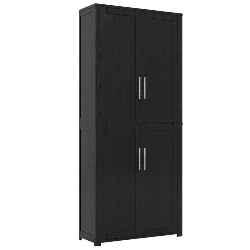 Mobile contenitore a 4 ante autoportante in venatura di legno bianco da 67x28x15 pollici con ante in legno massello per soggiorno