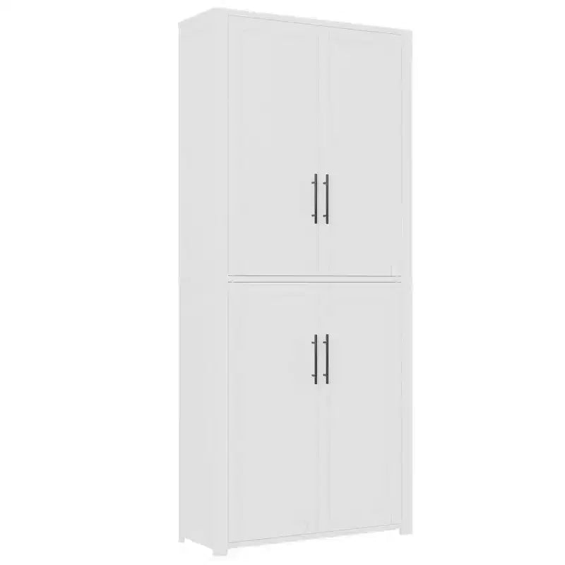 Mobile contenitore a 4 ante autoportante in venatura di legno bianco da 67x28x15 pollici con ante in legno massello per soggiorno