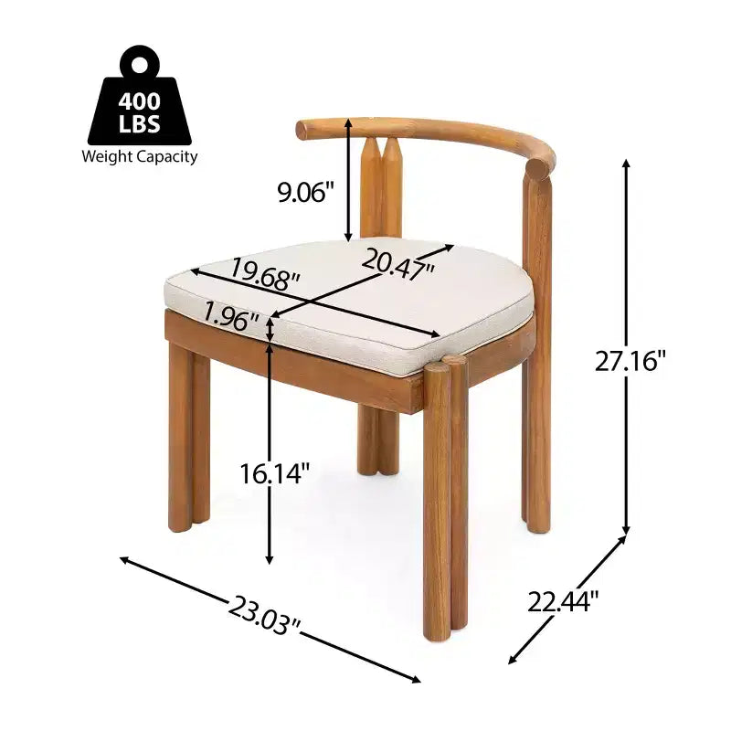 Christopher Knight Home Torin 5 Piece Patio Rustic Acacia Wood Dining Set with Cushions and Slatted Table