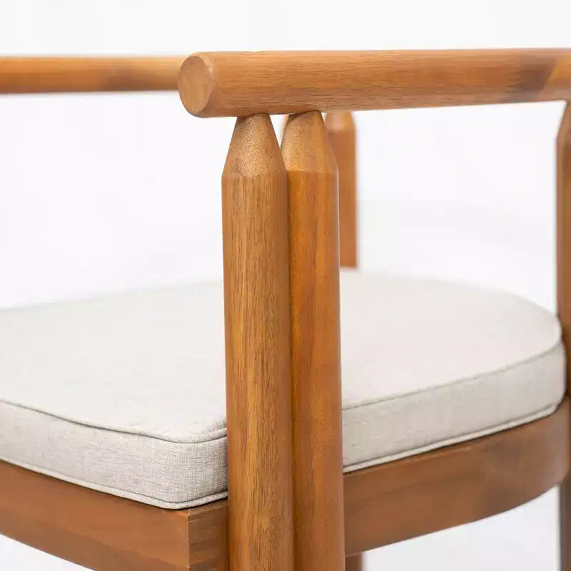 Ensemble de salle à manger d'extérieur 5 pièces en bois d'acacia rustique avec coussins et table à lattes Christopher Knight Home Matteo