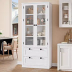 Dispensa da Cucina 72", Dispensa Moderna Stile Rustico con 2 Cassetti Grandi e Ripiani Regolabili, Armadio Autoportante per Sala da Pranzo