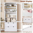 Dispensa da Cucina 72", Dispensa Moderna Stile Rustico con 2 Cassetti Grandi e Ripiani Regolabili, Armadio Autoportante per Sala da Pranzo