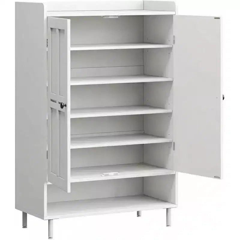 Scarpiera da Fattoria a 6 Ripiani con 3 Mensole Regolabili e Piedini in Metallo, Mobile Contenitore Scarpiera Alto 114 cm per Ingresso, Porta d'Ingresso