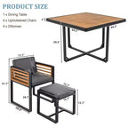 GDFStudio Ernest Patio Modern Acacia Wood 18-Piece Dining Set with 2 Tables, 8 Cushioned Chairs and 8 Ottomans