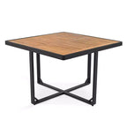 GDFStudio Ernest Patio Modern Acacia Wood 18-Piece Dining Set with 2 Tables, 8 Cushioned Chairs and 8 Ottomans