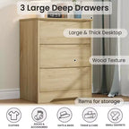 Cassettiera Moderna con 3 Ampi Cassetti - 60x36x75 cm, Maniglie Nascoste per Camera da Letto e Soggiorno