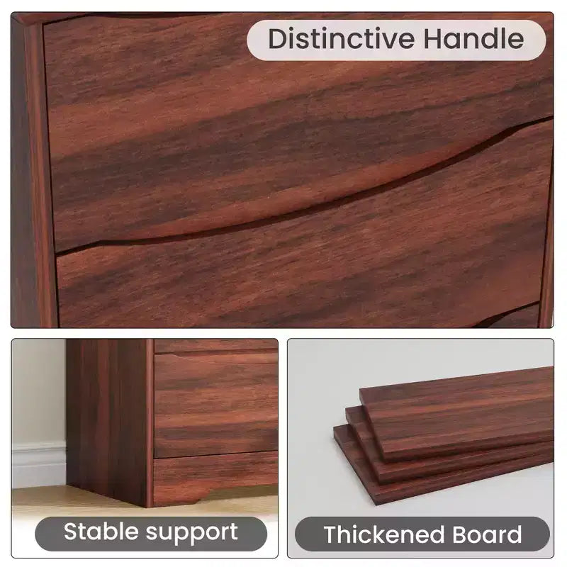 Cassettiera Moderna con 3 Ampi Cassetti - 60x36x75 cm, Maniglie Nascoste per Camera da Letto e Soggiorno