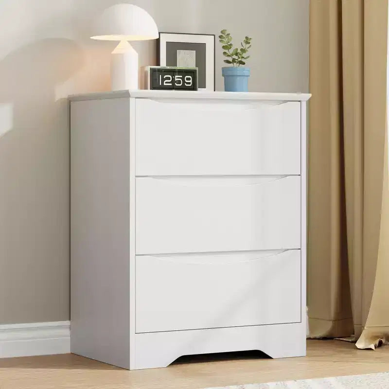 Cassettiera Moderna con 3 Ampi Cassetti - 60x36x75 cm, Maniglie Nascoste per Camera da Letto e Soggiorno