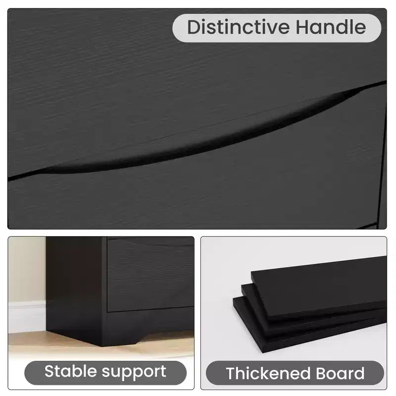 Cassettiera Moderna con 3 Ampi Cassetti - 60x36x75 cm, Maniglie Nascoste per Camera da Letto e Soggiorno
