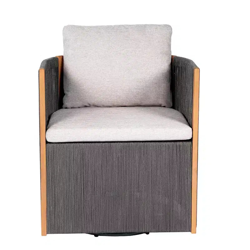 Christopher Knight Home Calvin Patio Modern Acacia Wood 5-Piece Dining Set with 4 Swivel Dining Chairs and Table