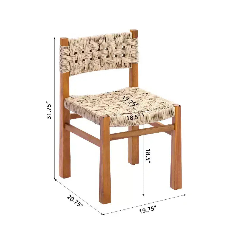 Christopher Knight Home Ginni Farmhouse 5 Piece Acacia Wood Dining Set with Slatted Design and Wicker Weave
