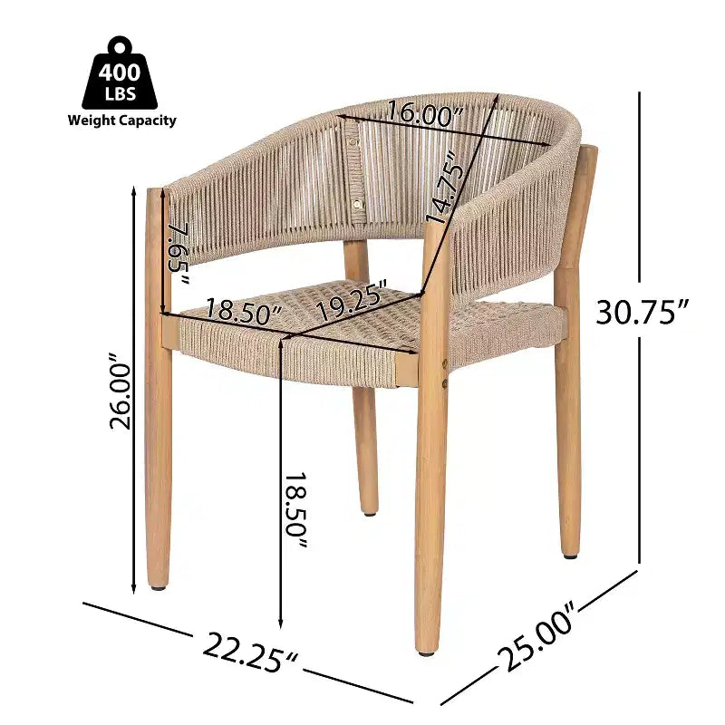 Christopher Knight Home Emeric Bohemian 9 Piece Outdoor Acacia Wood Rope Dining Seating with Slatted Table