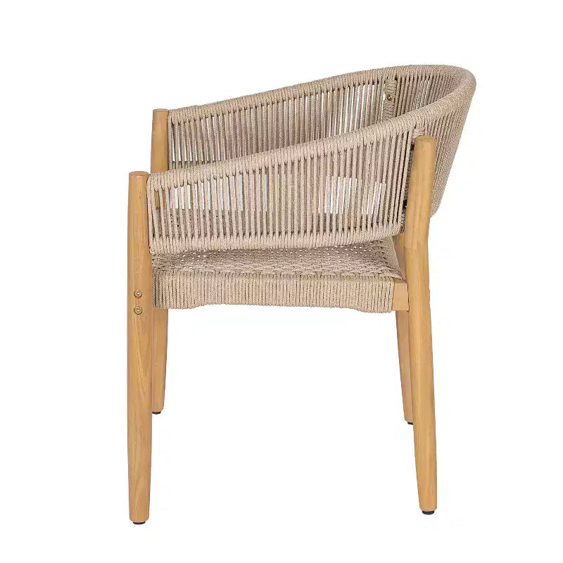 Christopher Knight Home Emeric Bohemian 9 Piece Outdoor Acacia Wood Rope Dining Seating with Slatted Table