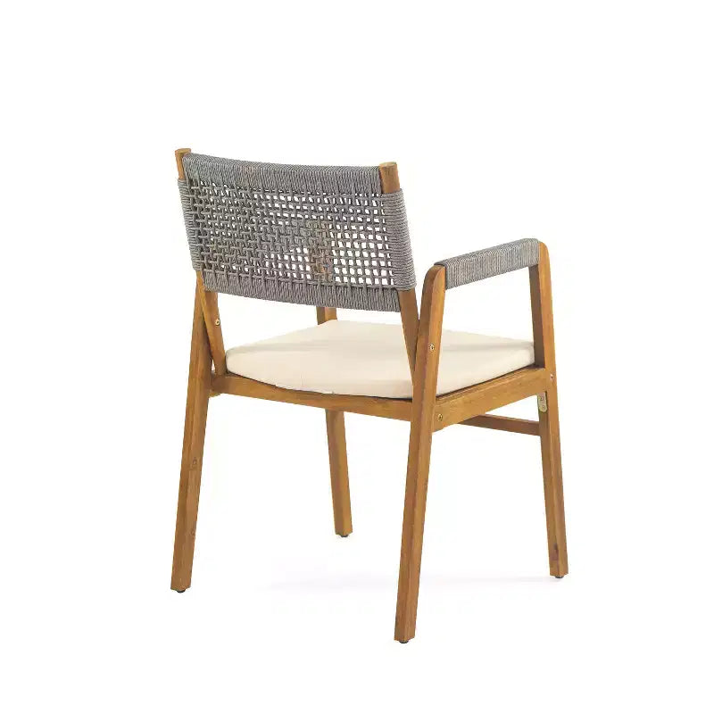Ensemble de salle à manger d'extérieur moderne Christopher Knight Home Lan 6 pièces en bois d'acacia avec table à lattes et design en corde