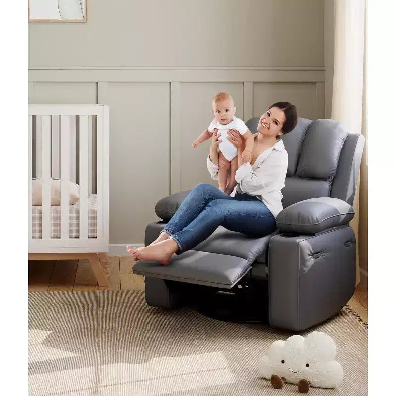 Poltrona Reclinabile Manuale Extra Large in Pelle, Classica con Supporto Lombare e Braccioli, Seduta Home Theater per Soggiorno, Camera da Letto, Cameretta