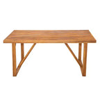 Outdoor Patio Dining Set for 6, Acacia Wood Rectangular Table with 6 Chairs, Modern Backyard Furniture for Garden, Deck & Poolside-Panipeachy