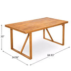 Outdoor Patio Dining Set for 6, Acacia Wood Rectangular Table with 6 Chairs, Modern Backyard Furniture for Garden, Deck & Poolside-Panipeachy