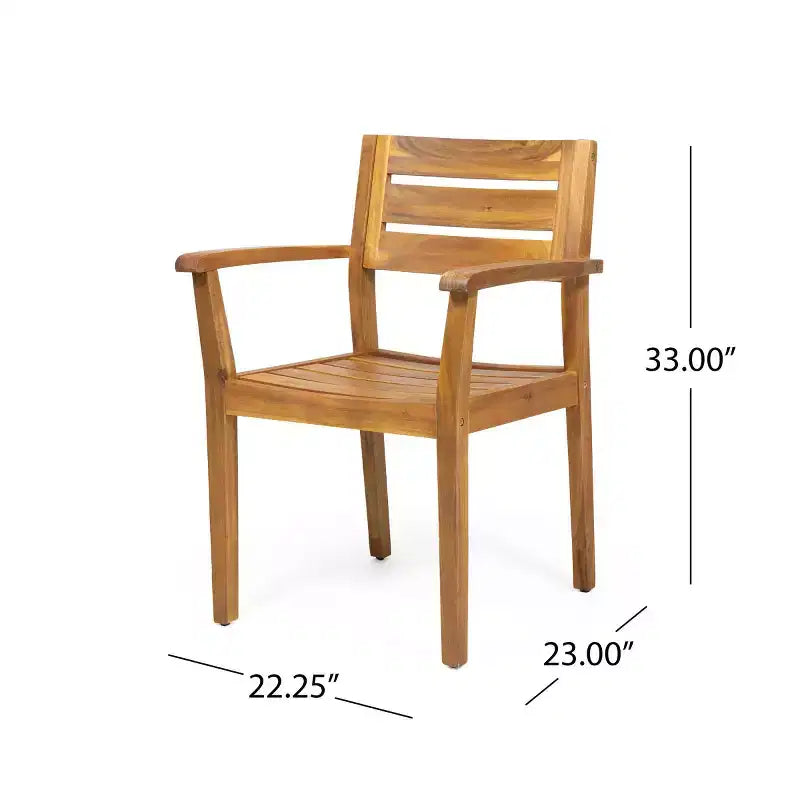 Outdoor Patio Dining Set for 6, Acacia Wood Rectangular Table with 6 Chairs, Modern Backyard Furniture for Garden, Deck & Poolside-Panipeachy