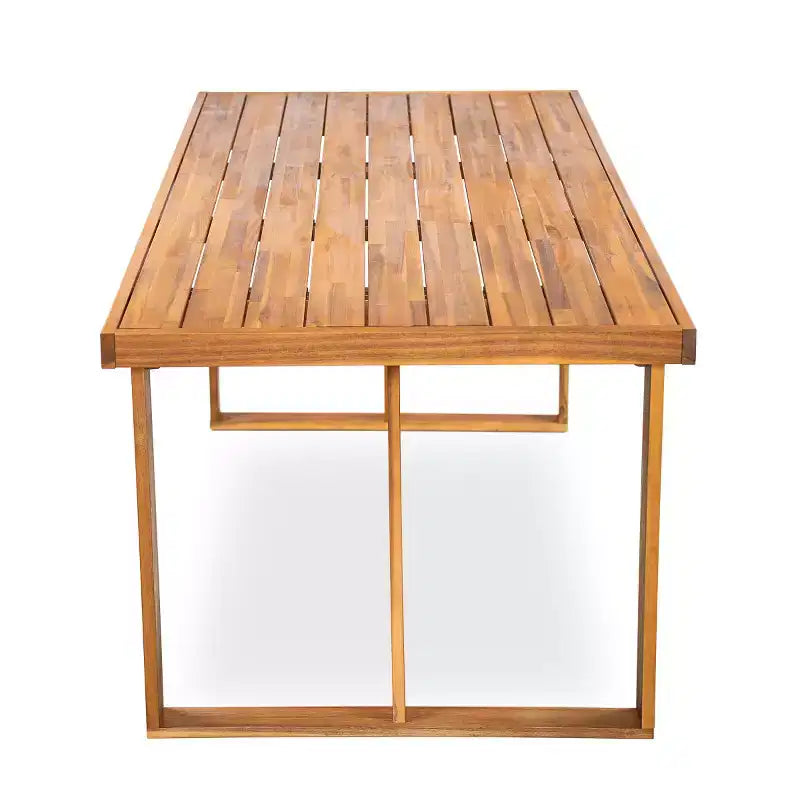 Outdoor Patio Dining Set for 6, Acacia Wood Rectangular Table with 6 Chairs, Modern Backyard Furniture for Garden, Deck & Poolside-Panipeachy