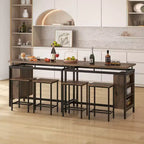 Costway 3-Piece Dining Table Set Bistro Table & 2 Bar Stools w/ 3-Tier Storage Shelf
