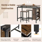 Costway 3-Piece Dining Table Set Bistro Table & 2 Bar Stools w/ 3-Tier Storage Shelf