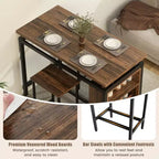 Costway 3-Piece Dining Table Set Bistro Table & 2 Bar Stools w/ 3-Tier Storage Shelf