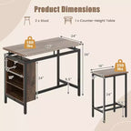 Costway 3-Piece Dining Table Set Bistro Table & 2 Bar Stools w/ 3-Tier Storage Shelf