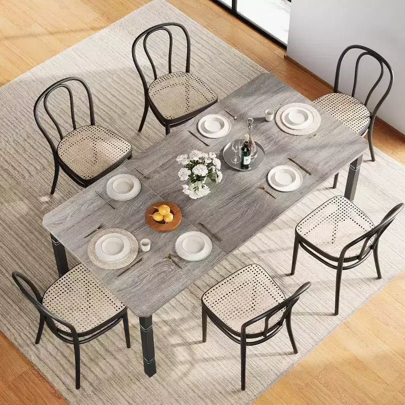 Tavolo da Pranzo Lungo Industriale per 6-8 persone, Tavolo da Cucina Rettangolare in Legno con Robusta Struttura in Metallo, Stile Moderno Fattoria per Sala da Pranzo Cucina