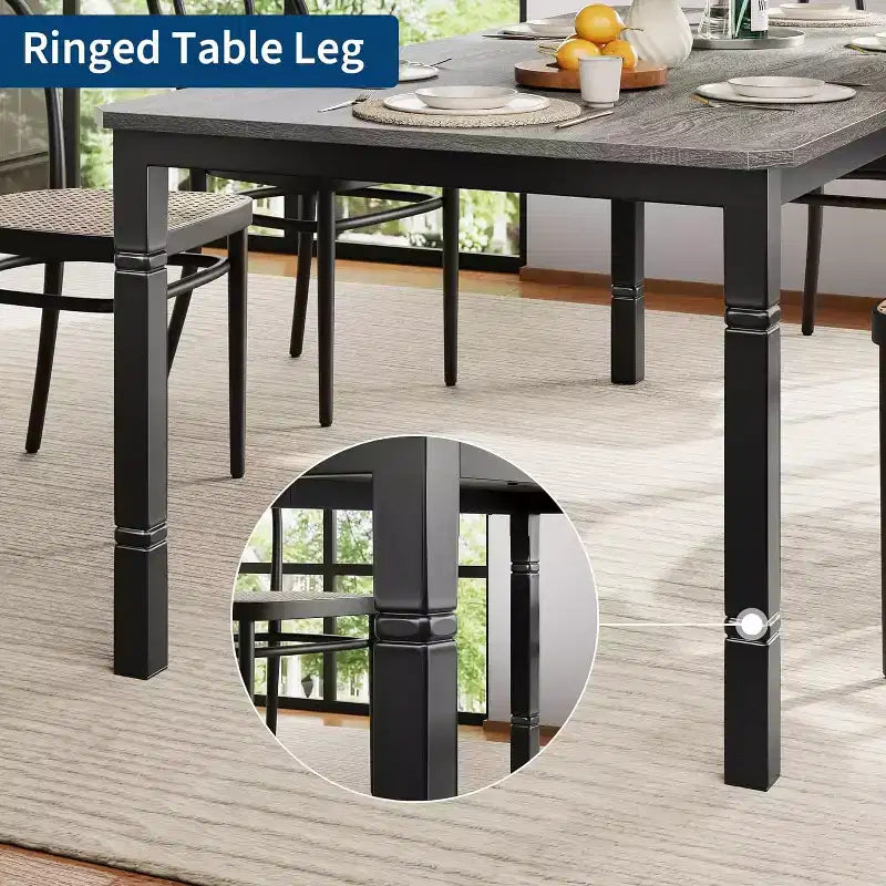 Tavolo da Pranzo Lungo Industriale per 6-8 persone, Tavolo da Cucina Rettangolare in Legno con Robusta Struttura in Metallo, Stile Moderno Fattoria per Sala da Pranzo Cucina