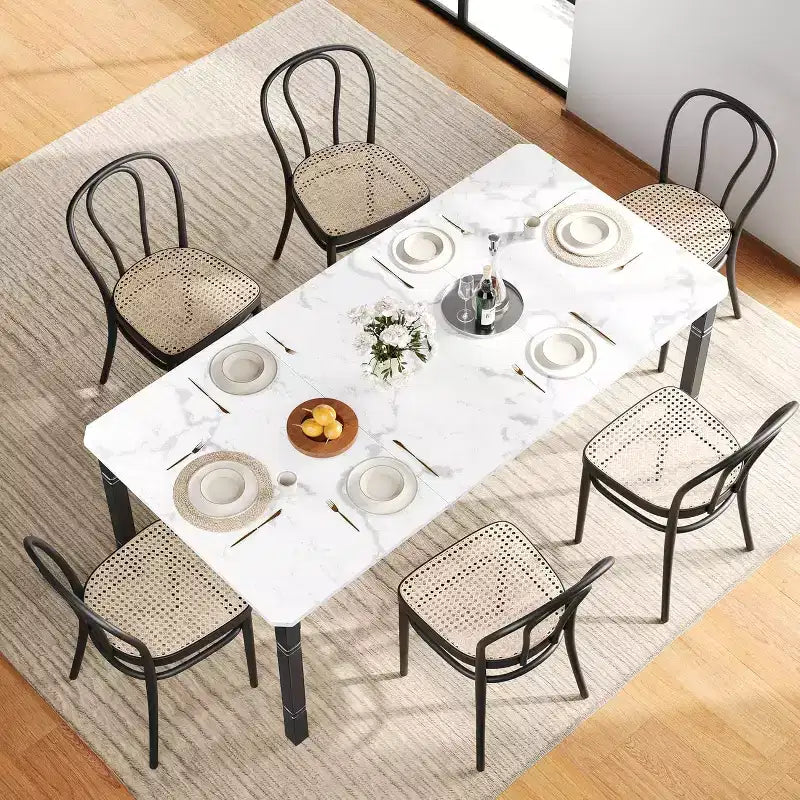 Tavolo da Pranzo Lungo Industriale per 6-8 persone, Tavolo da Cucina Rettangolare in Legno con Robusta Struttura in Metallo, Stile Moderno Fattoria per Sala da Pranzo Cucina