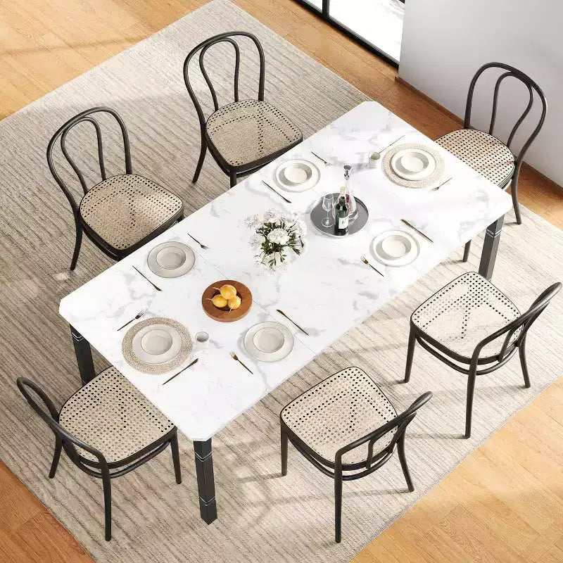 Tavolo da Pranzo Lungo Industriale per 6-8 persone, Tavolo da Cucina Rettangolare in Legno con Robusta Struttura in Metallo, Stile Moderno Fattoria per Sala da Pranzo Cucina